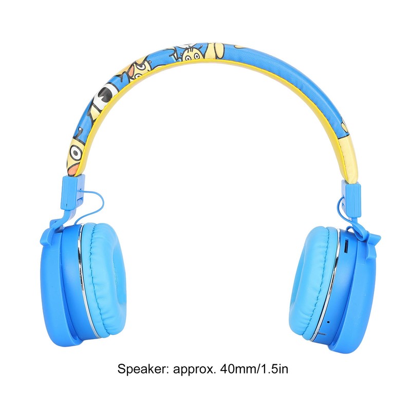 YLFASHION Kids Bluetooth Headphone Cartoon Foldable Adjustable Wireless Headset with