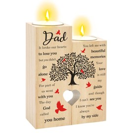 Sympathy Gifts for Loss of Dad Father - Memorial Condolences Bereavement Remembrance Funeral Grief Gifts for Loss of Dads Wooden Candle Holder Candlestick in Memory of dad Gift
