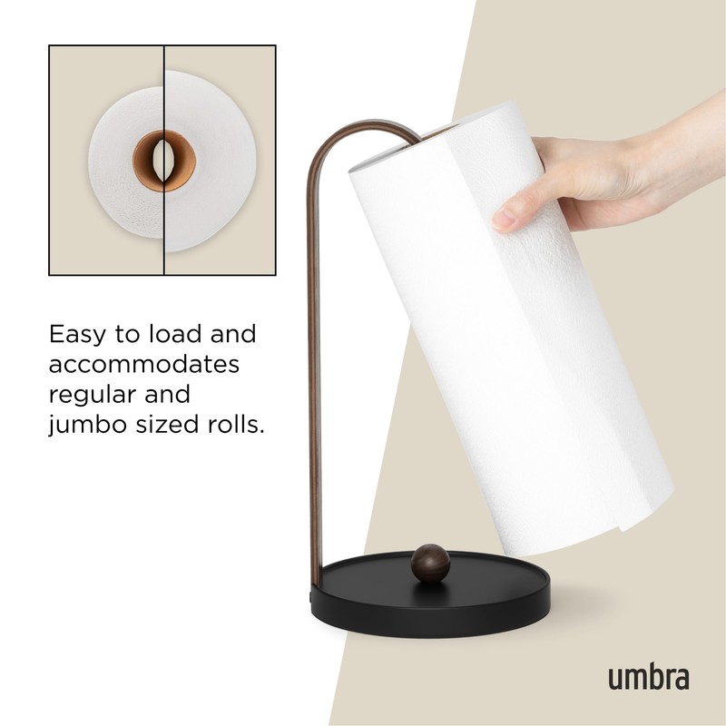 Umbra Bellwood Paper Towel Holder for Kitchen Countertop, with Real