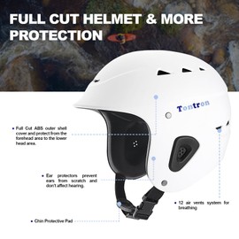 Tontron Sailonger Adult Full Cut Whitewater Kayaking Rafting Paddling Watersports Helmet (Matte White, Medium)