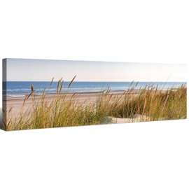 Coastal Wall Art Bathroom Wall Decor Sunset Beach Landscape Canvas Pictures Tropical Ocean Canvas Prints Nature Horizontal Seascape Scenery Painting Artwork for Living Room Home Decoration 14x48"