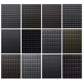 JMEOWIO 12 Sheets Colorful Star Nail Art Stickers Decals Self-Adhesive Pegatinas Uñas Silver Nail Supplies Nail Art Design Decoration Accessories