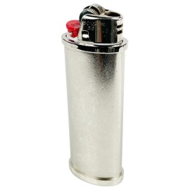 DIYLuxury Metal Lighter Case Cover fits BIC Standard J6 Lighter EZ Reach Lighter Heavy Duty Customize Reusable Lighter Case Cover - Single case (Silver)