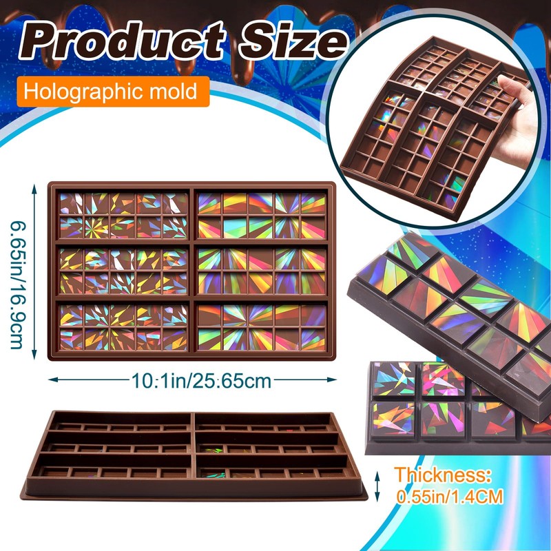 Holographic Chocolate Molds Resin Silicone Chocolate Deep Thick Molds for