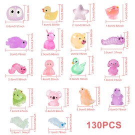 130 Pcs Mini Resin Animals Kit to Hide Luminous Tiny Animals Figurines Mini Ducks Alpaca Lizard Glow in The Dark for Aquarium Fairy Garden Bonsai Decor