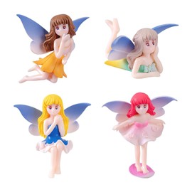 Purple Star Fairy Figures 4PCS Little Fairy Decorations Miniature Fairy Ornaments Flower Fairies for Garden Accessories Outdoor Small Fairies Figurines Mini Plastic Fairy Statue Decor Gifts Blue