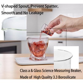 Ackers - Escala de vidrio medidor en forma de V hecha de vidrio de borosilicato alto que mide para cocina o restaurante, fácil de leer, 30 ml (paquete de 2)