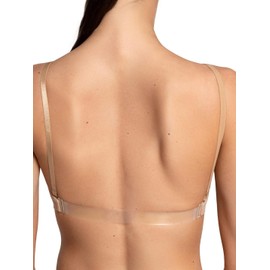 Capezio Women's Seamless Clear Back Bra With Transition Straps, Nude, Large