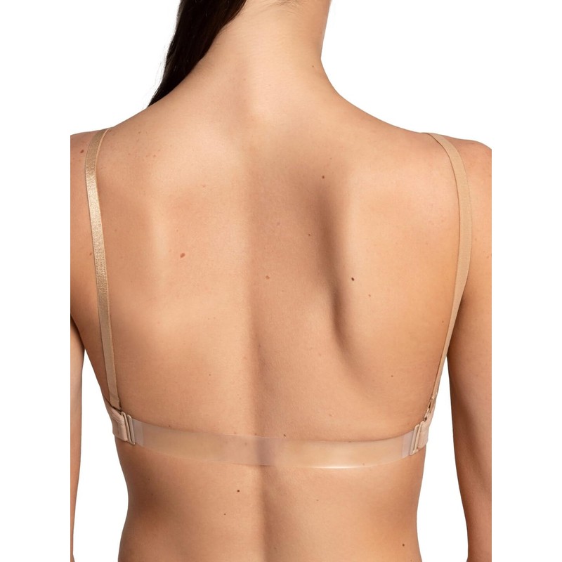 Capezio Women's Seamless Clear Back Bra With Transition Straps, Nude,