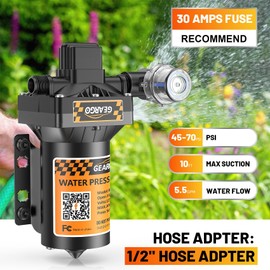 GEARGO RV Fresh Water Pump, 12V DC, 5.5GPM 45-70 PSI, Self-Priming Diaphragm Water Pump with Pressure Switch, Strainer, and Hose Adapter, for RV, Marine, Yacht, Caravan, and Outdoor Use