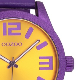 Oozoo Timepieces Women's Watch - Wrist Watch with Leather Strap | High-Quality Watch for Women - Elegant Analogue Women's Watch in Round, Purple/Orange, Strap.