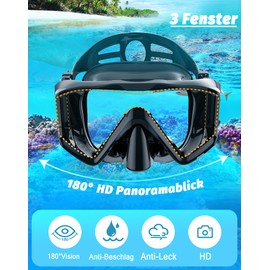 Zeligerstar Adult Snorkeling Set, Improved Diving Mask and Snorkel, Dry Top Snorkel Mask Set, Professional Adult Snorkeling Gear for Swimming Diving Scuba (Black)