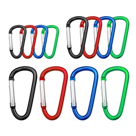 Carabiner Clip Multi Size Pack, Aluminum Carabiner Includes Small 2 Inch Carbineers, Medium 2.3" D Ring Clip, Large 3 Inch Caribiner Heavy Duty for Backpack (Assorted Sizes-Assorted Colors 12pcs)