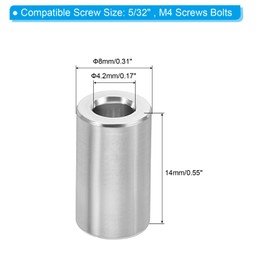 PATIKIL M4 Aluminum Spacers, 5 Pieces Metal Spacer Aluminum 4.2mm ID x 8mm OD x 14mm L Aluminum Spacer Screw Stand Round for 5/32"