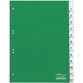 Durable 621005 1-12 Index File with Pre-Inserted Printed Inserts for A4 Sheets - Green