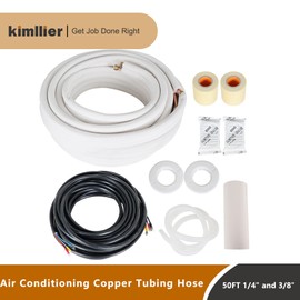 kimllier 50FT 1/4" and 3/8" Air Conditioning Copper Tubing Hose Extension Insulated Copper Hoses Fit for Mini Split Air Conditioner