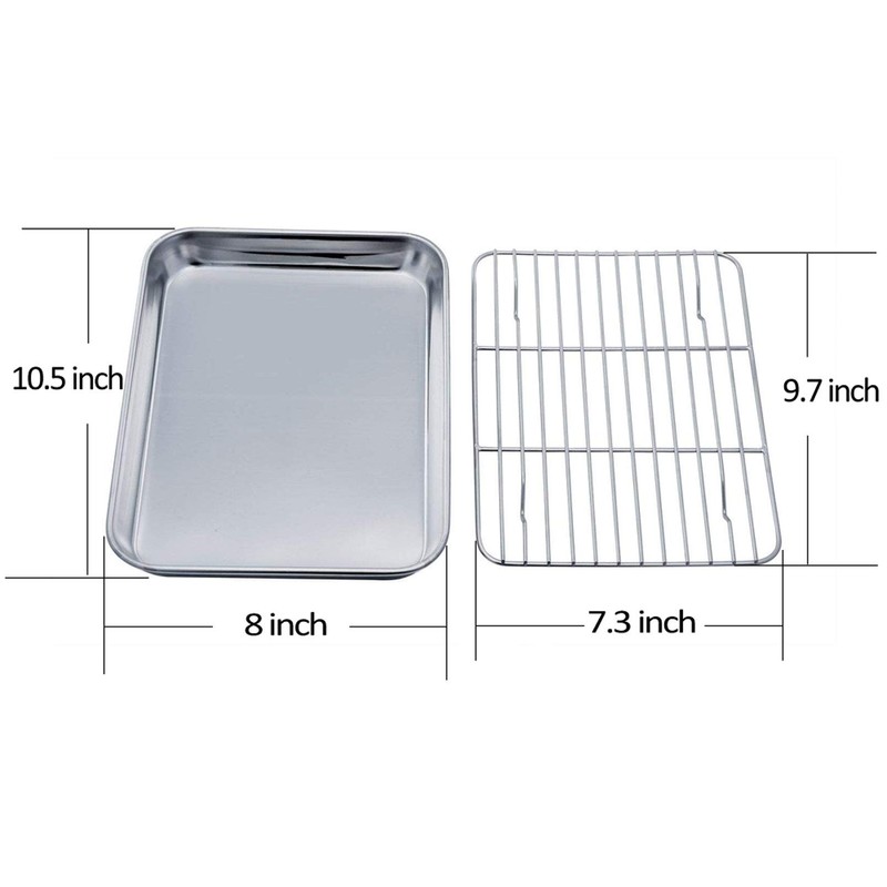 TeamFar Toaster Oven Tray and Rack Set, 9.3’’ x 7’’