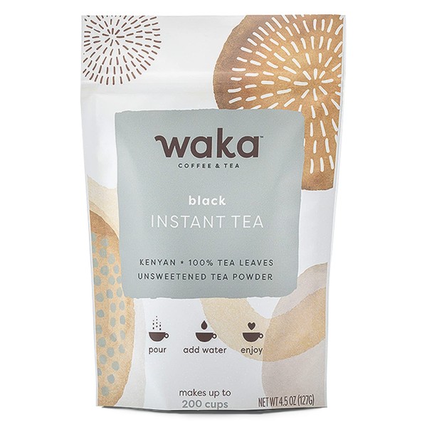 Waka té instantáneo de calidad de café, Kenyan, polvo de té negro | 100% hojas de té, sin ingredientes artificiales, 225 porciones en una bolsa de 4.5 onzas | Añadir agua, dar agua