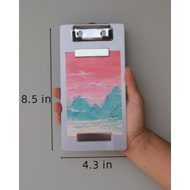 Banjiang Stainless Steel Magnetic Clipboards,Metal Clipboard with 304 Low Profile Clip,Black Board for Fridge,Cooking Recipe Splints,Message Board (4.3"x8.5")