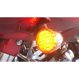 OZ-USA Smoke Lens Amber LED Turn Signal Running Light Harley 1157 black out blinker FL