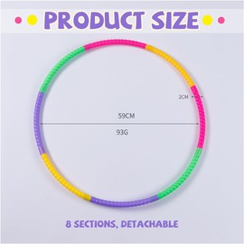 KEWUF Hula Hoop Kinder, 8-teiliges Abnehmbares Hullahub Set, Gymnastikreifen Kinder, Mini Hula Hoop, Hullahub Reifen für Kinder, Geeignet für Fitness, Yoga, Tanz, Gymnastik (Mehrfarbiger)