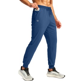 G Gradual Men's 28"/30"/32" Inseam Tall Joggers with Zipper Pockets Workout Track Pants Stretch Athletic Sweatpants for Men Track Pants Stretch Athletic Sweatpants for Men(Dark Blue,30-L)