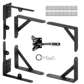 Anti Sag Gate Kit and Gate Latch - Gate Corner Bracket with Gate Hinges Heavy Duty for Wooden Fences-No Sag Gate Corner Brace Bracket for Doors, Driveway, Corral Gates, Wood Windows (Steel)