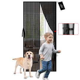 YRH Magnetic Fly Screen Door with Stay-Open Buckle,Heavy Duty Mesh Curtain,Powerful Magnets,Full Frame Magic Tape Curtain No Gap,Lets Fresh Air in,90 × 200 cm
