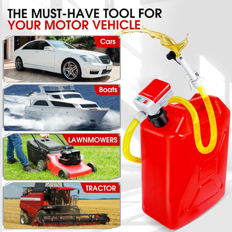 Fuel Transfer Pump with Auto-Stop Sensor-3.2GPM,30s Alert Beep,Overfill Protection,51"Hose Transfer