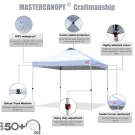 MASTERCANOPY Pop-up Canopy Tent Commercial Instant Canopy with Wheeled Bag,Canopy Sandbags x4,Tent Stakesx4(White)