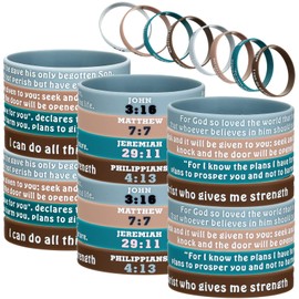 48 Piezas Pulseras con Versículos Bíblicos Pulseras de Escrituras Cristianas Pulseras Religiosas de Goma Pulseras de Silicona con Versículos de Biblia Pulseras Inspiradoras de Fe, Esperanza, Creencia