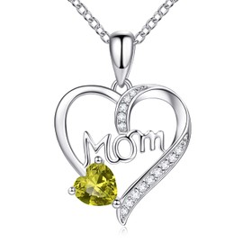 LOUISE VELLA Mom Necklace for Women 925 Sterling Silver Birthstone Necklace for mom, Necklaces for Mom Christmas Gifts from Daughters, Birthday Gifts for Mom (yellow)