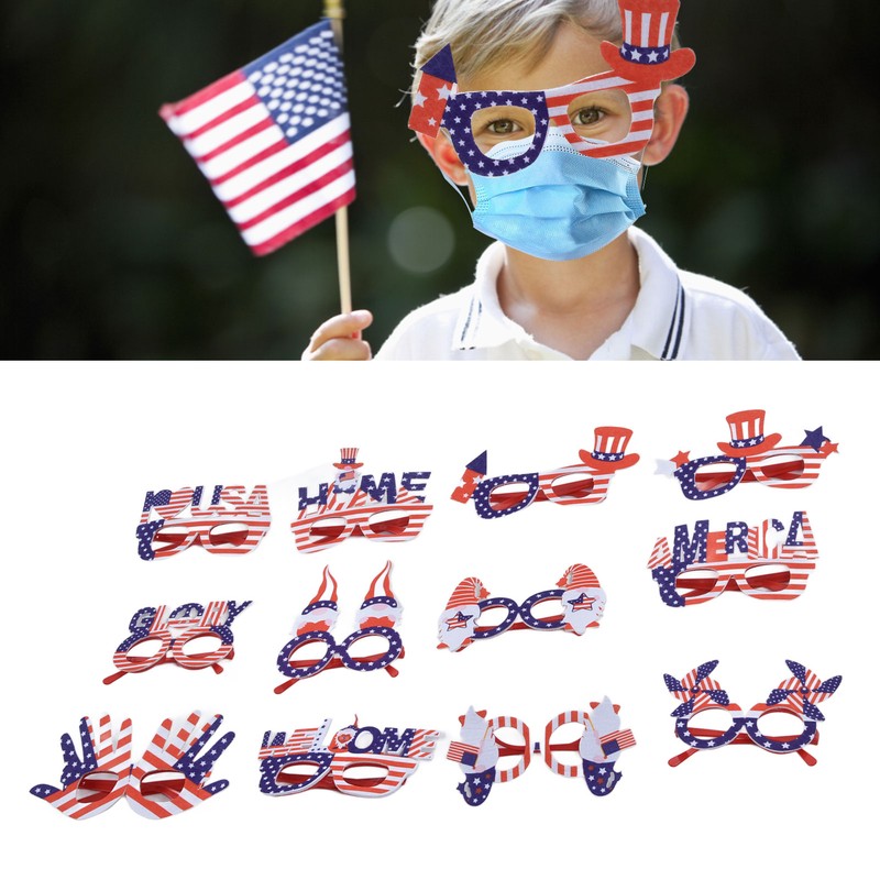 12pcs American Independence Day Glasses American Flag Holiday Glasses for