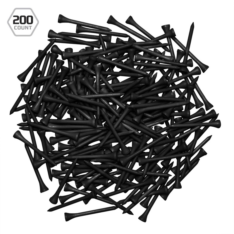 IZZO Golf Wood Golf Tees, 1.75 Inch, Black, 200 Pack