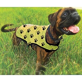 Canine Chiller, PVA Cooling Vest for Dogs, Yellow with Black Paw Prints (MD)