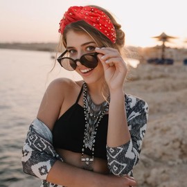 YAHPERN Crystal Knotted Headband for Women Sparkly Rhinestone Jeweled Headbands Gold Beads Embellished Headband Wide Top Knot Velvet Hairbands Fashion Hair Accessory