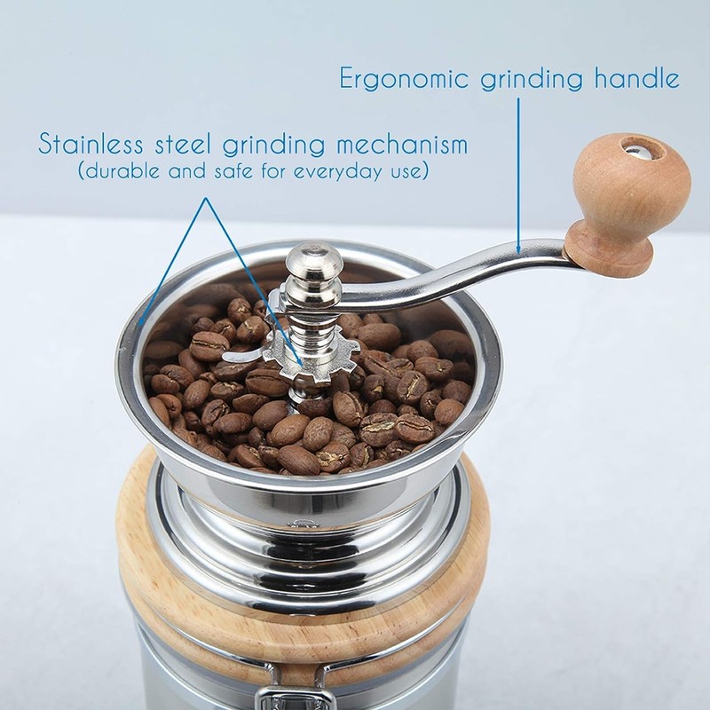 Easyworkz Manual Coffee Grinder - Adjustable Settings, Airtight Canister -