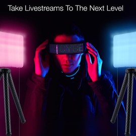 Fugetek RGB LED Video Light with Flexible Desktop Tripod, 77 RGB Beads, Wired Controller, USB Powered, Portable, 3200k-6500k, Streaming, TIK Tok, Photography