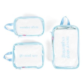 MIAMICA 3-Piece Packing Cubes, Light Blue Clear Design – Includes Small, Medium and Large Suitcase Organizers with Durable Design
