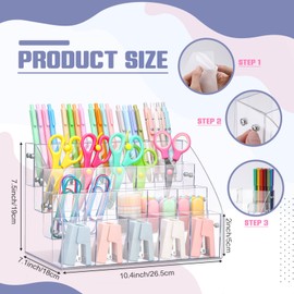 Cinnvoice Acrylic Pen Organizer Storage 20 Compartments Vertical Marker Organizer Acrylic Pen Display Holder for Office Desk Desktop Stationery Pencil Storage, 10.4 x 7.1 x 7.5 Inch