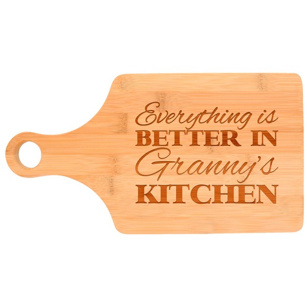 Everything Is Better in Granny's Kitchen Decor Grandma Gift Paddle Shaped Bamboo Cutting Board Bamboo