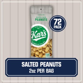 Kar’s Nuts Roasted & Salted Peanut Snacks, 2 oz Individual Snack Packs - Bulk Pack of 72, Gluten-Free Snacks