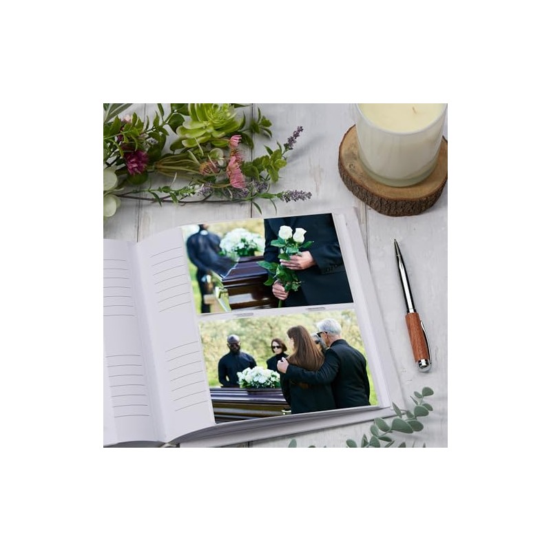 Large Book Bound Funeral Remembrance Condolence Memorial Album With Photo