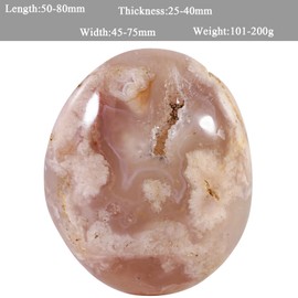 Nupuyai Cherry Blossom Irregular Tumbled Polished Stone,Pocket Palm Worry Stone for Therapy,Healing Crystal for Meditation, 101-200g