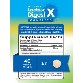 Nature's Truth Lactose Digest Tablets | 40 Pills | with Lactase Enzyme | Vegan, Non-GMO & Gluten Free Supplement