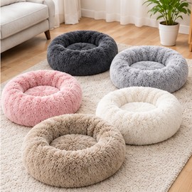 Round Plush Pet Bed for Dogs & Cats – Soft Washable Cushion for Small to Large Pets, 40–90 cm