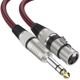 tunghey XLR Female to 1/4 Inch TRS Cables, Nylong Braided XLR 3 Pin Female to 6.35mm TRS Male Balanced Wire Mic Cord (0.5M)
