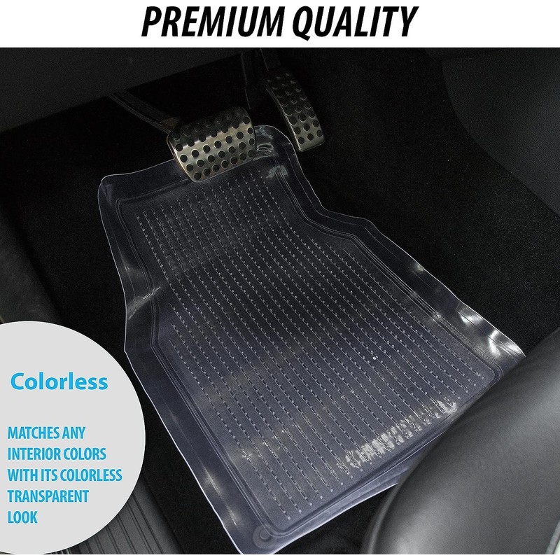 ZONETECH All Weather Full Rubber Clear Car Interior Floor Mats