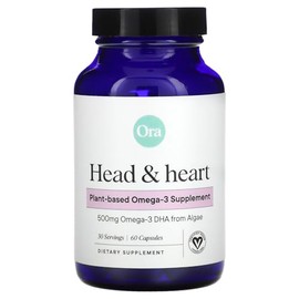 Ora Organic DHA Omega 3 Suplemento – Vegano, sin gluten DHA para la salud del cerebro, los ojos y el corazón – 60 cápsulas fáciles de tragar