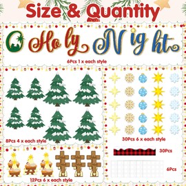 86Pcs Christmas Nativity O Holy Night Bulletin Board Decoration Christmas Trees Cross Cutouts and Snow Plaid Bulletin Borders Christian Religious Sunday Wall Decor for Classroom Preschool Chalkboard